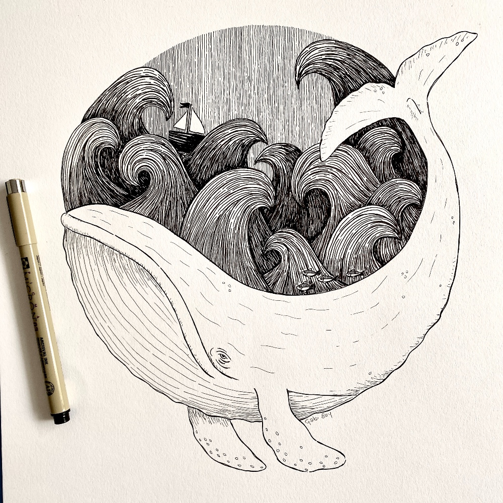 A3 ORIGINAL ink: Grace is found in unexpected places in unexpected forms